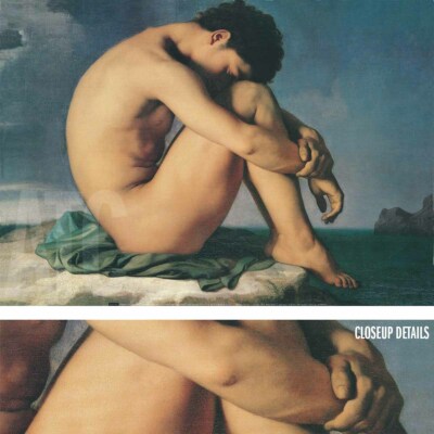 50W''x35H'' JEUNE HOMME NU ASSIS AU BORD DE LA MER by FLANDRIN - CHOICES of CANVAS