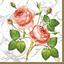 TWO Individual Paper Luncheon Decoupage Napkins Rose Rosa Flower Flowers Roses