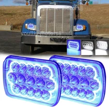 Pair 130W 7x6" Blue halo Headlights fit Peterbilt 365 2008-2017 / 330 2000-2005
