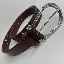 Brighton Brown Leather Cutout Size Medium Silver Buckle Style B21355  GUC