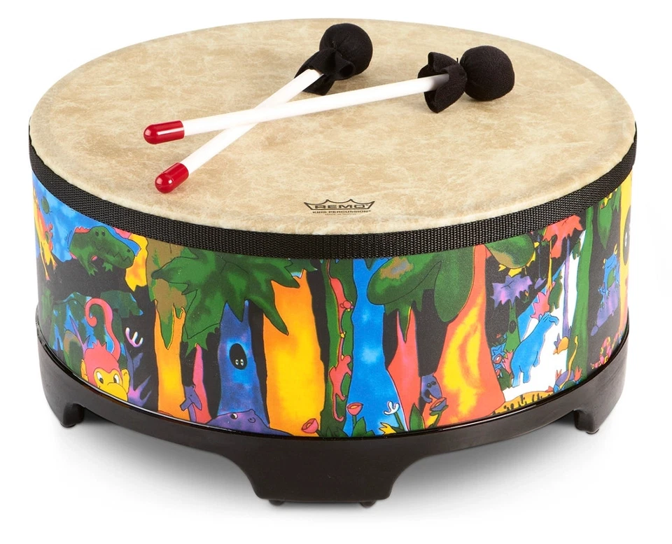 Tambor de reunión Remo de percusión para niños Rain Forest 8 x 16 pulgadas Foto 3 de 4
