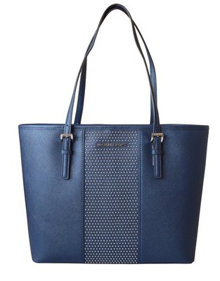 Michael Kors Women's Bag MICRO STUD JET SET TRAVEL SM CARRYALL TOTE Leather Navy
