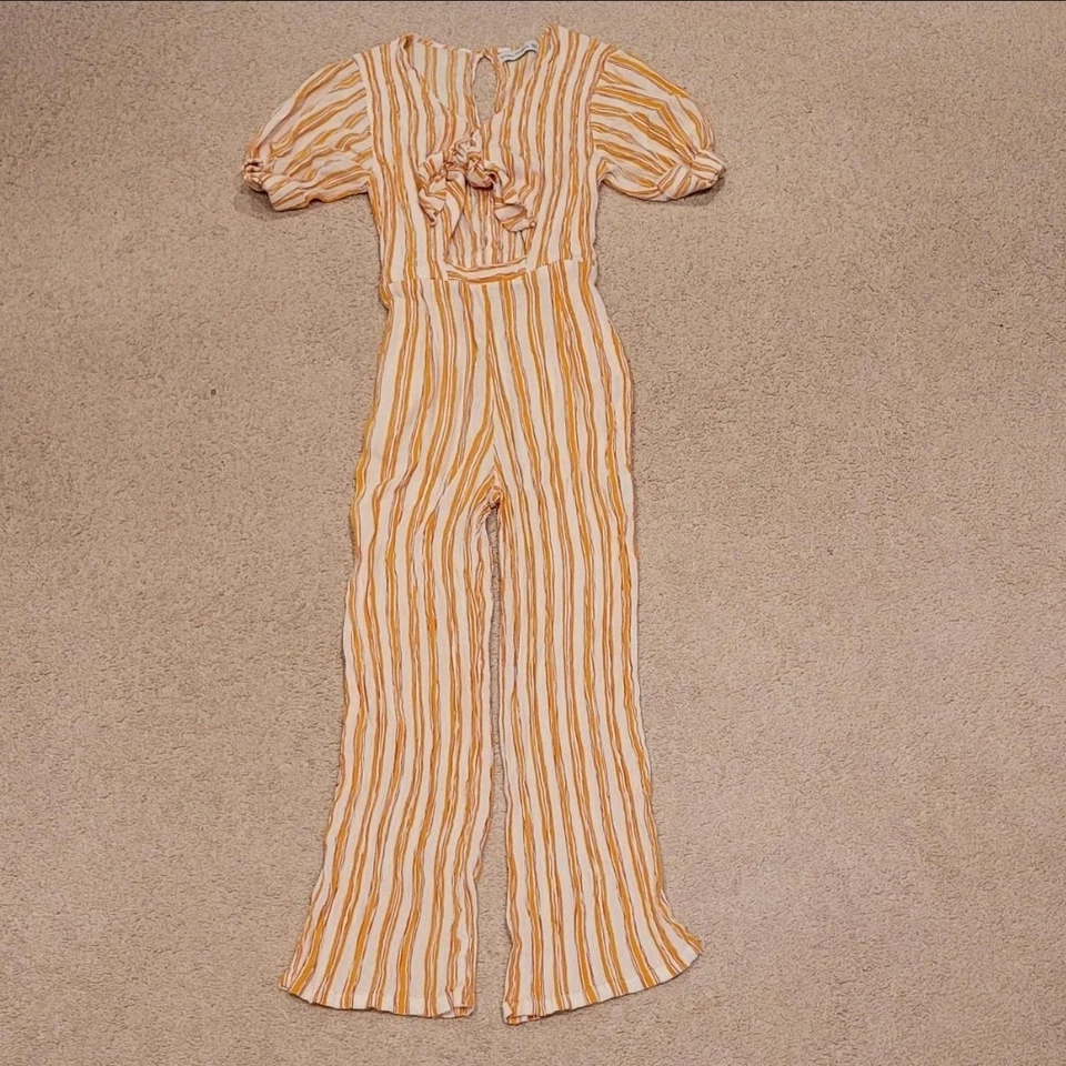 Mono Faithfull The Brand Matese Pierna Ancha Recortado, Talla S, Amarillo Blanco Foto 4 de 4