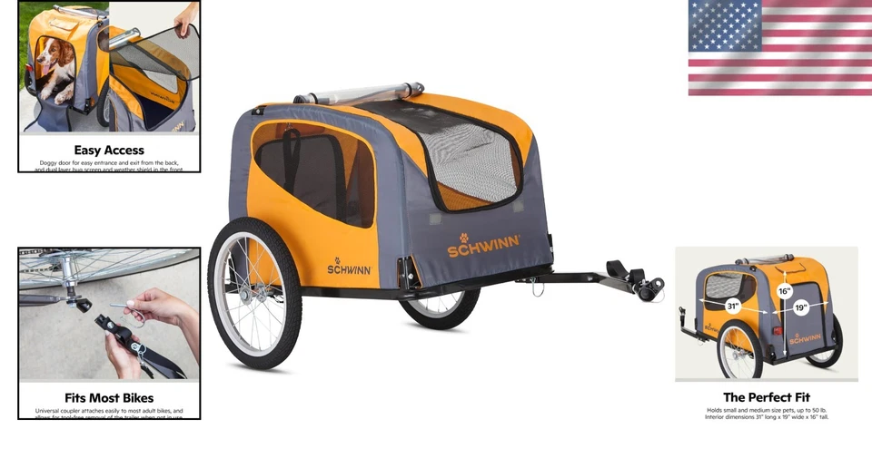 Rascal宠物自行车拖车适用于小型犬 - 快速组装和平滑16英寸车轮 — 第 2/4 张图片