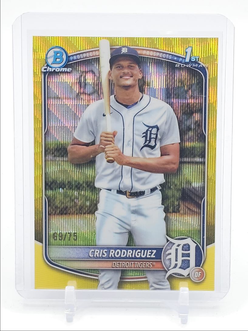 CRIS RODRIGUEZ 2025 BOWMAN CHROME 1ST YELLOW WAVE REFRACTOR /75 Q6438