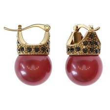 Lova Jewelry Glass Pearl Earrings Crystal Accent Crown Shape for Wedding, Bri...