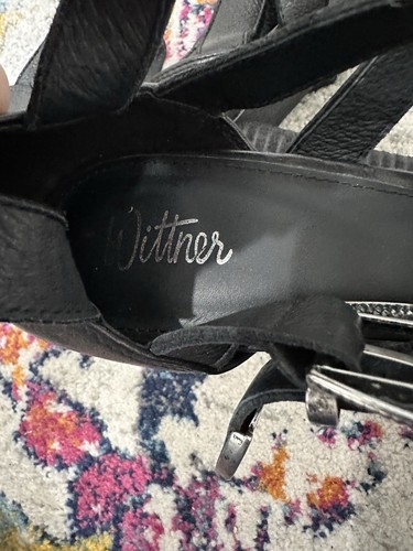 Wittner Black Reine Leather Strappy Buckles Sandal Heels Western Grunge 41 10 - Picture 11 of 12