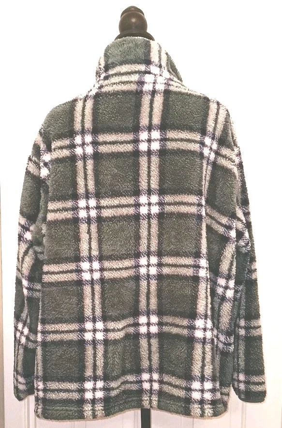 Gamuza Verde Cuadros 2X Dip 1/4 Chaqueta a Presión Acogedora Hygge Pullover Cabina Trabajo Informal Foto 2 de 4