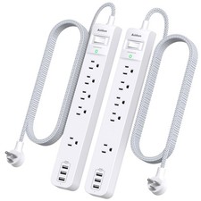Addtam 10FT Power Strip Surge Protector, 5 Outlets with 3 USB Ports, Long Ext...