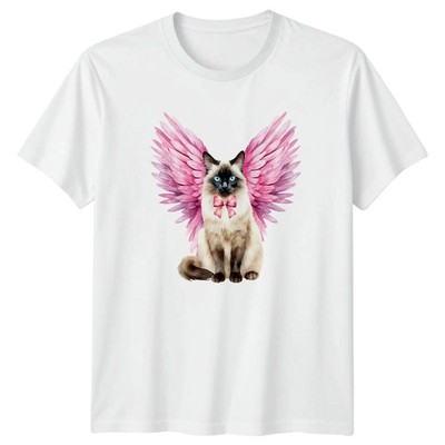 Schönes Aquarell Engel Katze mit Damen T-Shirt Stoffpuppe Katzenliebhaber
