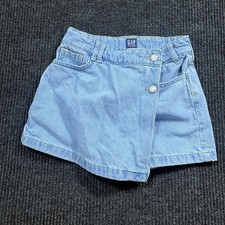 Gap Denim Skort Girls 10 Light Blue Asymmetrical Crossover Cotton