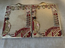Vintage Folding Hinged Metal Double Photo Fra...