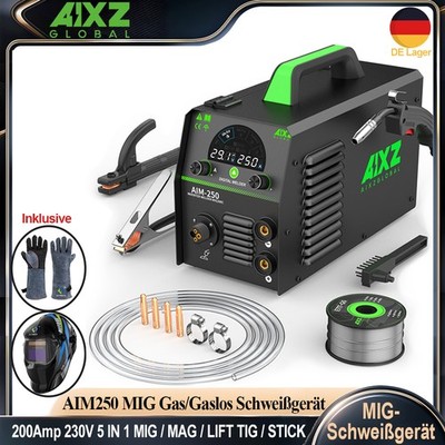 5in1 Gas/Gaslos MIG Schweißgerät 230V IGBT MIG/MAG ARC Lift TIG mit Schweißhelm
