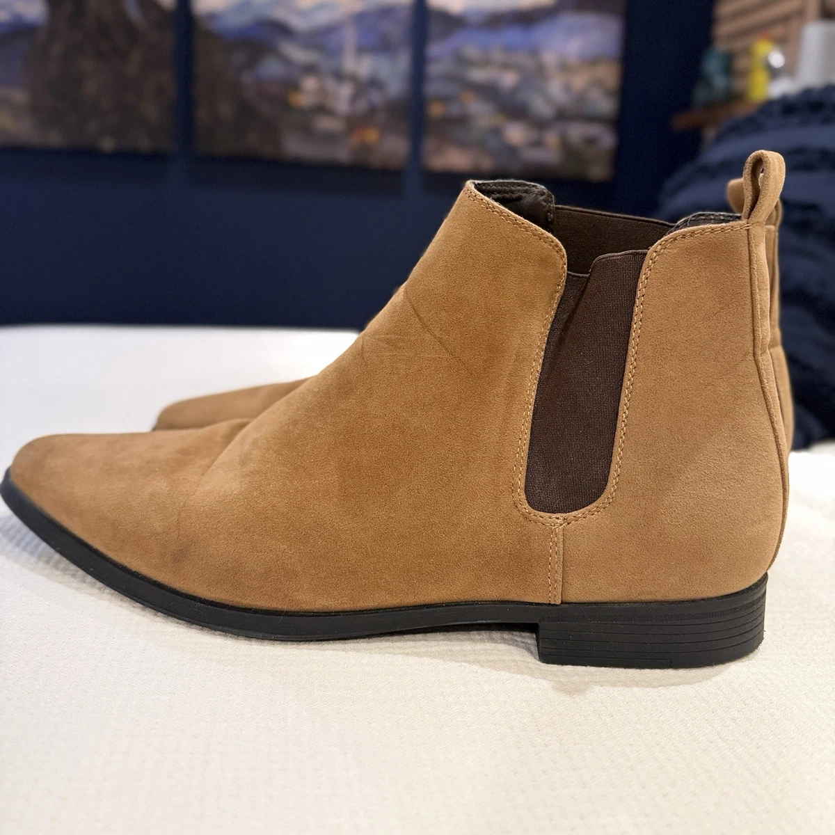  Black Suede Ankle Boots Back Zipper Crepe Sole Men\'s Size 10 Made in India ASOS Zip Boots for Men for sale | eBay main image 4