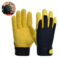 Cowhide Leather Work Gloves for Men Women Garden Sports Motorcycle Welding Wear