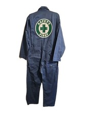 Vtg Berne Work Apparel Blue Denim Coveralls Mens "Safety First"