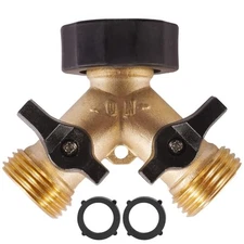 Garden Hose Splitter 2 Way Heavy Duty, Brass Hose Y Splitter with 1 Pack