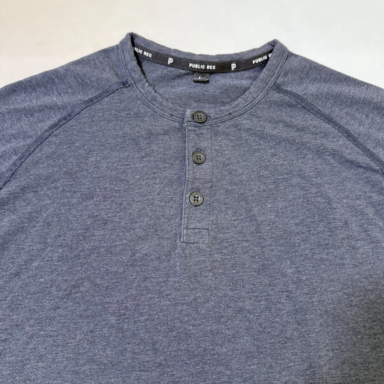 VETEMENTS Public Rec Shirt Uomo Grande Grigio Vai a Manica Lunga Henley Tee Pullover