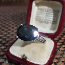 Sterling Silver Ring Black Onyx & Topaz Gemstones Jewellery UK Size M / US 6