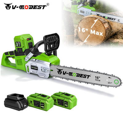 40V 16'' Cordless Brushless Rear Handle Chainsaw with 2x6.0Ah Batteries