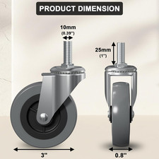 3 Inch Creeper Replacement Wheels 6 Pack Swivel Caster Wheel Snap On Cart Cas...