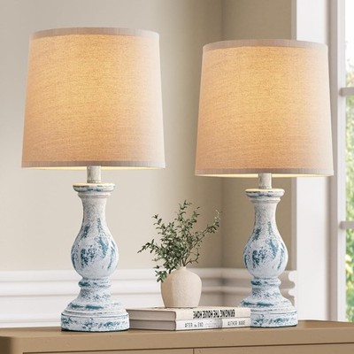 Farmhouse Table Lamps Set of 2 - Rustic Lamp for Bedroom Living Room, 22'' Boh...