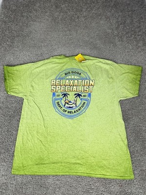 Big Dogs Relaxation Specialist Shirt Mens 2XL Green Beach Hammock Graphic Tee
