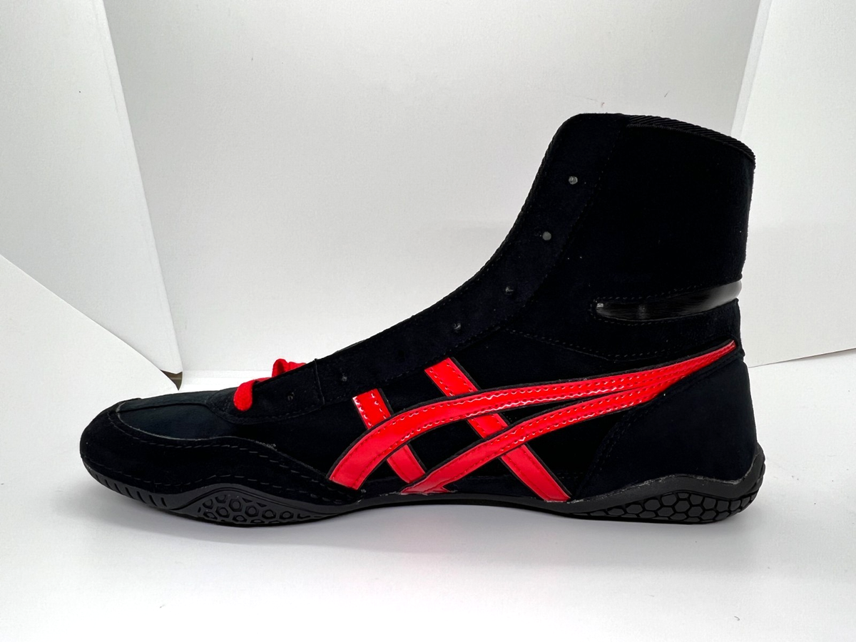 asics Boxing Wrestling Shoes Black Red Line Black Red lace NEW EX