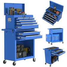 8-Drawers Large Tool Chest,2-in-1 Detachable Garage Rolling Tool Box