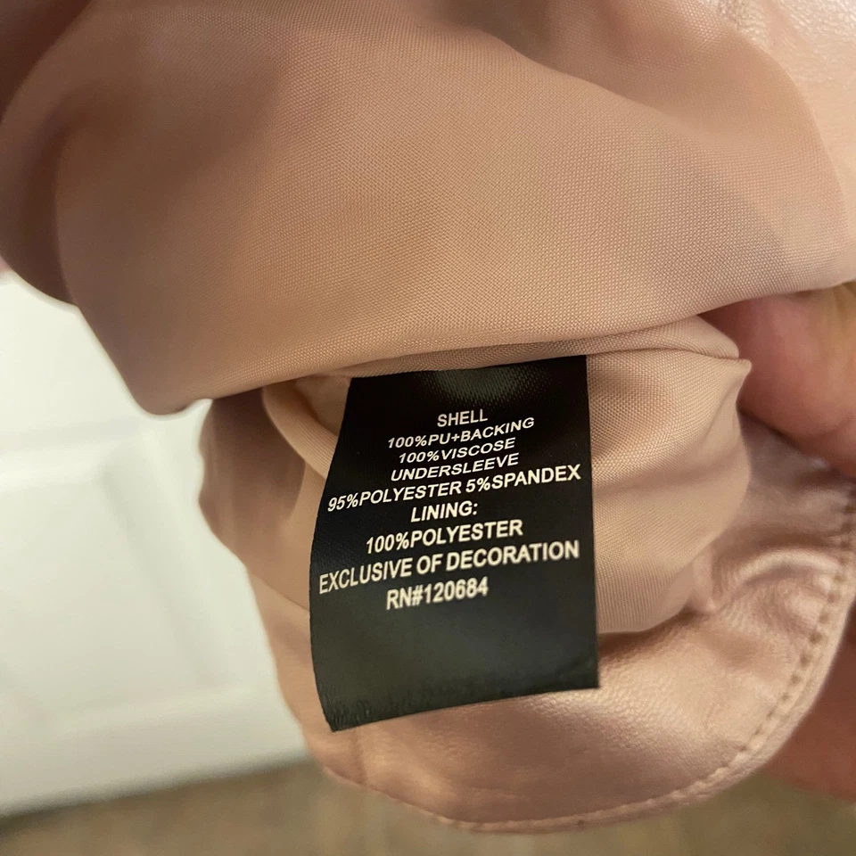 Chaqueta de moto Torrid para mujer oro rosa metálico PU talla grande 3 imitación cuero Foto 4 de 4