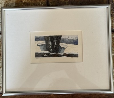 Original Watercolor SUGARING TIME Deborah Holmes 8.25 x 10  Middlebury, VT 1992