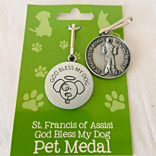 Dog Collar St Francis of Assisi Bless My Dog Pet Protection Medal double Sided