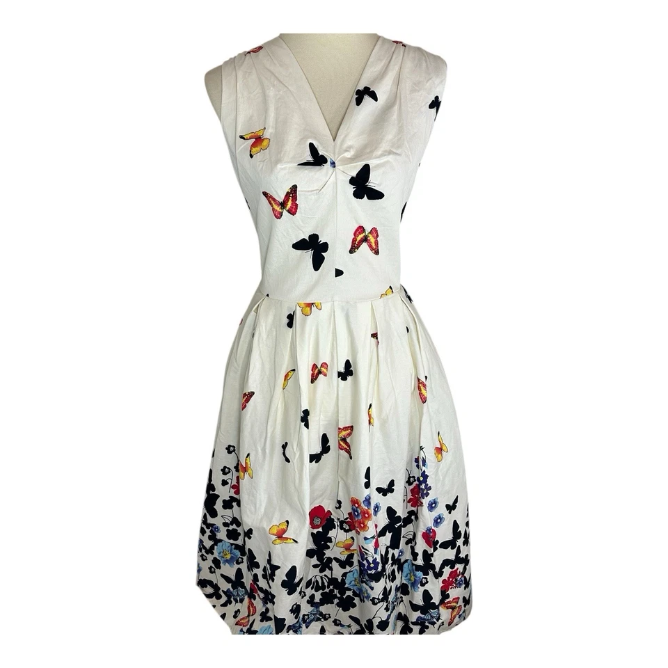 Vestido Belle Poque 2XL Mariposa Floral Bolsillos Línea A Cottagecore Rockabilly De Colección Foto 2 de 4