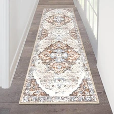 HEBE Hallway Runner Rug 2'x6' Washable Vintage Distressed Area Rugs Non Slip ...