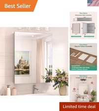 Medicine Cabinet Mirror with Storage 20x26 Inch Wall Mount Recessed Silver