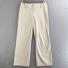 Ann Taylor Loft Pants Womens 6P Julie Straight Leg Zip Mid Rise Casual Beige