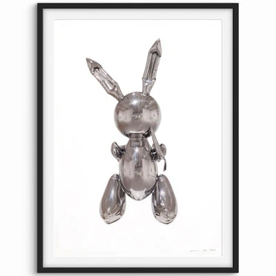 Jeff Koons Signed Rabbit Print Edition 34/50, 1995, Silver Balloon Rabbit, A3.