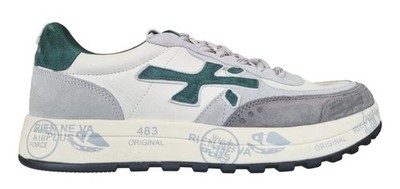 Premiata Herren-Sneaker aus Wildleder und Stoff NOUS_7727 weiß-grün