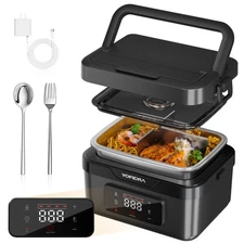 Cordless Electric Heated Lunch Box: 6.3 Cups Self Heating Lunch Box with Batt...