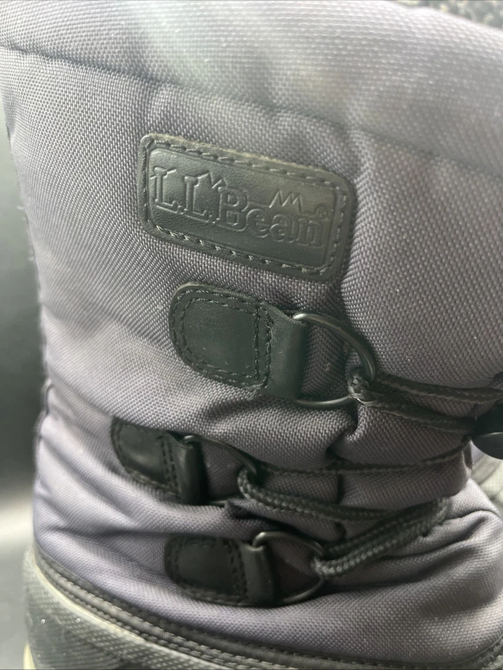 Bota de nieve LL Bean Bigelow negra aislada para clima frío con cordones talla 5 Foto 3 de 4