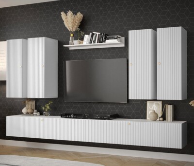 Wohnzimmer-Set Waldi Kukle Slim IV Modernschrank RTV-Tisch Kommode Loft M24