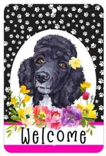 Poodle Black Aluminum Indoor/Outdoor Paw Prints Welcome Sign