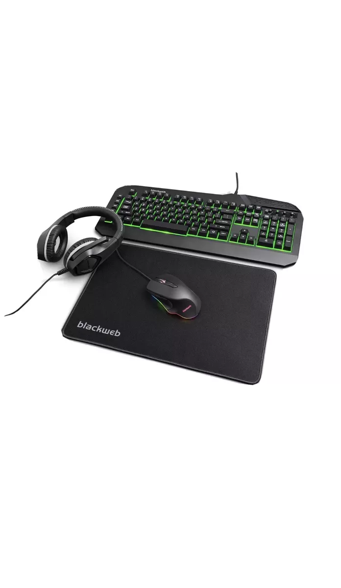 Kit de inicio de juegos Blackweb con teclado mousepad y auriculares ergon mico GA
