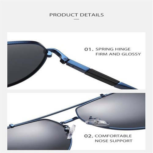 Photochrome Herren-Sonnenbrille polarisiert Fahren Metallgestell UVA UVB UV400 schwarz - Bild 11 von 12