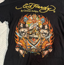 Remake Ed Hardy graphic short sleeve black shirt KV26816