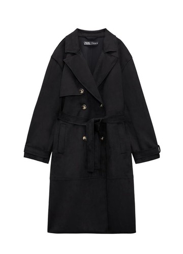 ZARA Lange Trenchcoat aus Wildlederimitat Damen Größe XS