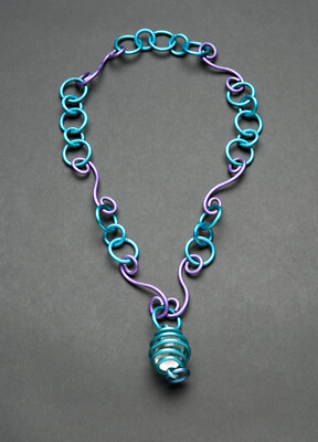 Boucles D'oreilles Spiralées Modernistes David Spada – Aluminium Anodisé Turquoise, JUMBO