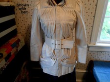 Womans Jacket Size Medium, Ryu Brand, Ivory, Cloth-covered Buttons, Belted, Nice