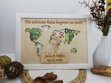 Geldgeschenk Hochzeit, Hochzeitsgeschenke,  personalisierbar, Geschenk Weltkarte