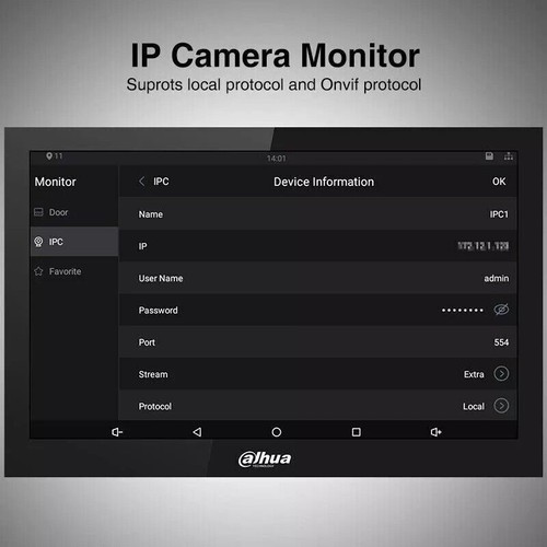 Dahua Android 10" TFT LCD Indoor Monitor IP Video Intercom WiFi PoE VTH5341G-W - Picture 5 of 11